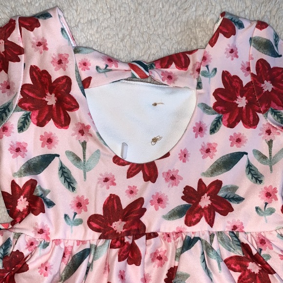 NWT Cheeky Plum Myra Dress 6-12M Poinsettia Parade Red & White Floral - Picture 8 of 12